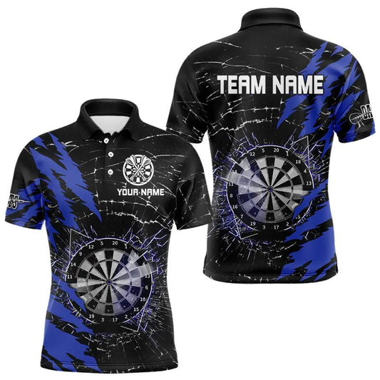 Personalisierte Darts Polo Shirts mit schwarzem und blauem Darts Board Design T3494 - Outfitsuche