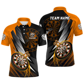 Personalisierte Darts Poloshirts in Orange und Schwarz & 1/4 Zip Hemden – Individuelle Darts Trikots für Herren T3015 - Outfitsuche