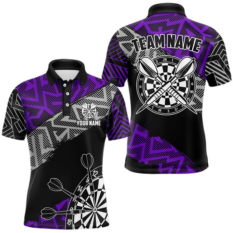 Personalisierte Darts Poloshirts mit Zick - Zack - Muster, coole Darts - Shirts | Blau T3444 - Outfitsuche