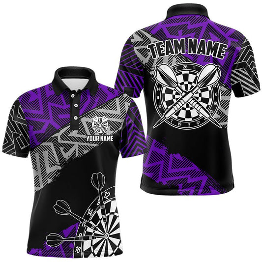 Personalisierte Darts Poloshirts mit Zick - Zack - Muster, coole Darts - Shirts | Blau T3444 - Outfitsuche