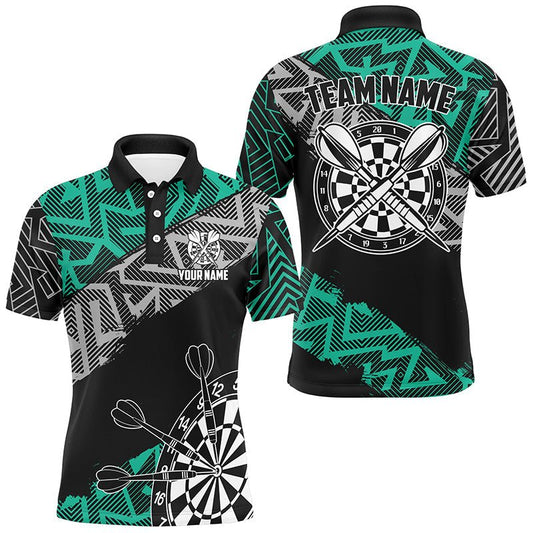 Personalisierte Darts - Shirts für Männer mit Zig - Zag - Muster – Coole Dart - Trikots in Türkis T2792 - Outfitsuche