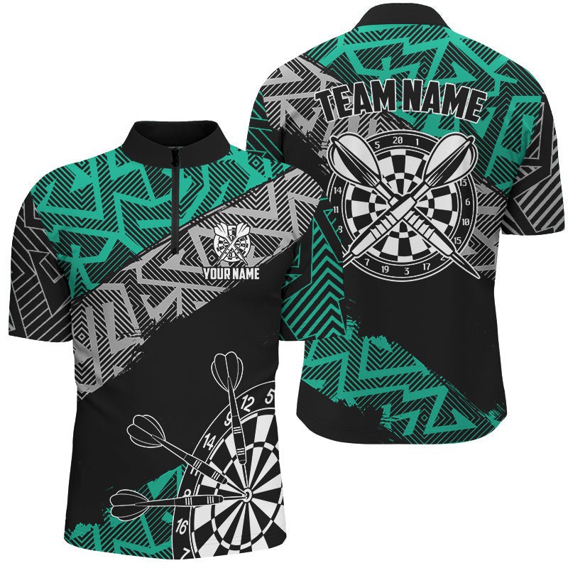 Personalisierte Darts - Shirts für Männer mit Zig - Zag - Muster – Coole Dart - Trikots in Türkis T2792 - Outfitsuche