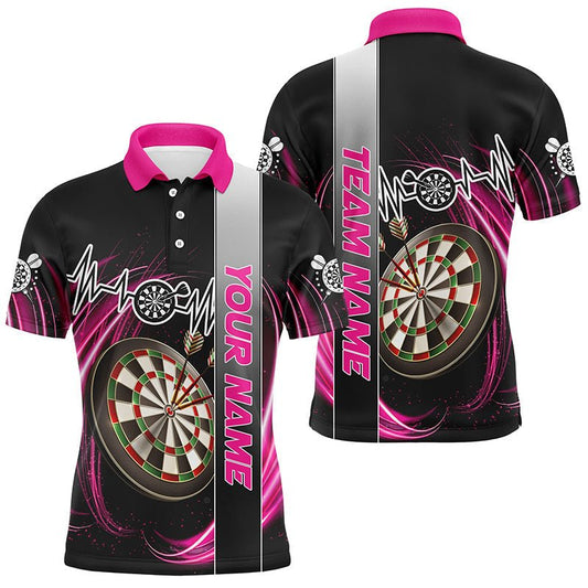 Personalisierte Darts - Shirts mit Pinkem Wirbel und Herzschlaglinie – Individuelle Dart - Trikots für Männer im Teamdesign T3022 - Outfitsuche