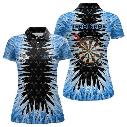 Personalisierte Dartscheibe Blau Eisig – 3D - gedruckte Damen Darts - Shirts, individuelle coole Dart - Trikots für Teams T3060 - Outfitsuche