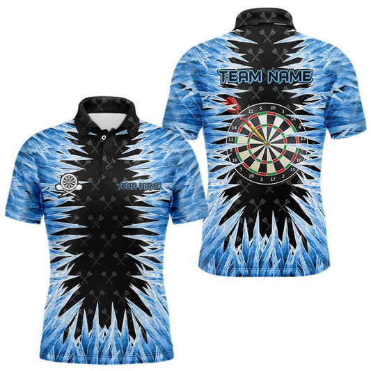 Personalisierte Dartscheibe Blau Icy | 3D - gedruckte Männer Darts - Shirts | Individuelle coole Dart - Trikots für Teams T3060 - Outfitsuche