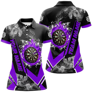 Personalisierte Dartscheibe mit Feuer & Rauch – Individuelle Dart - Shirts für Frauen, Darts - Team - Trikots | Lila T2900 - Outfitsuche