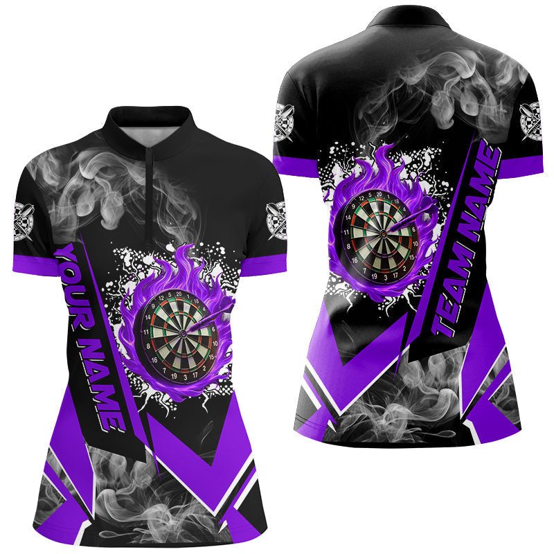 Personalisierte Dartscheibe mit Feuer & Rauch – Individuelle Dart - Shirts für Frauen, Darts - Team - Trikots | Lila T2900 - Outfitsuche