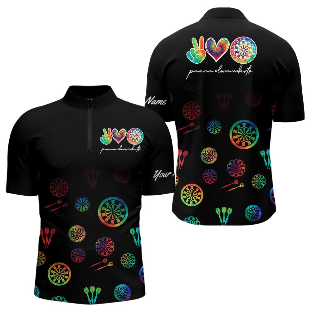 Personalisierte Farbige Tie - Dye Schwarz Camouflage Darts Poloshirts Individuelle Peace Love Darts Team Trikots N9484 - Outfitsuche