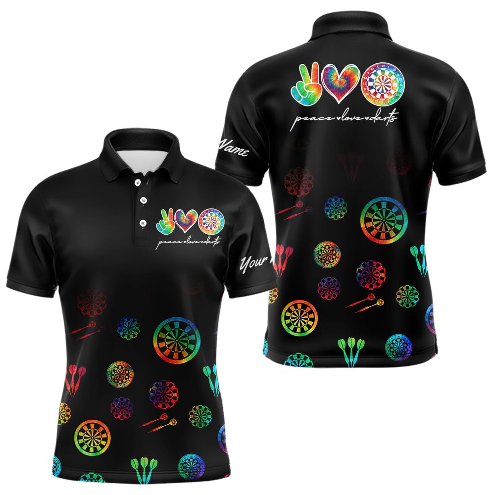 Personalisierte Farbige Tie - Dye Schwarz Camouflage Darts Poloshirts Individuelle Peace Love Darts Team Trikots N9484 - Outfitsuche