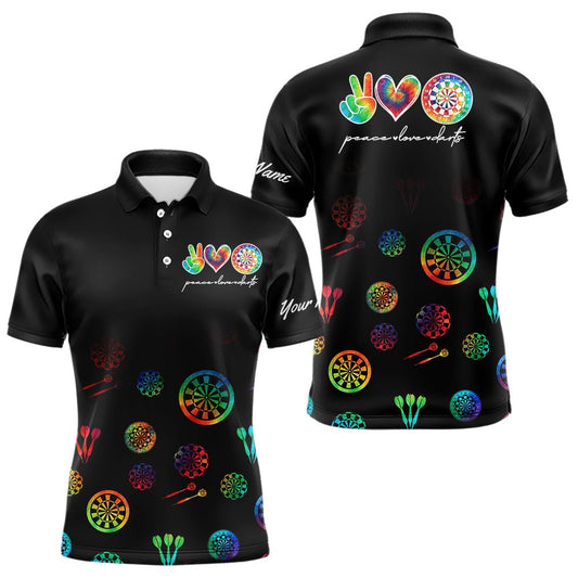 Personalisierte Farbige Tie - Dye Schwarz Camouflage Darts Poloshirts Individuelle Peace Love Darts Team Trikots N9484 - Outfitsuche