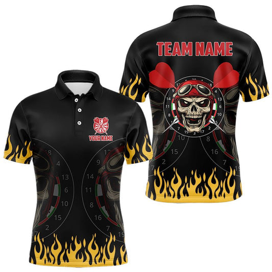 Personalisierte Feuer Lustiger Totenkopf Darts Polo Shirt Coole Dart Jerseys T3425 - Outfitsuche