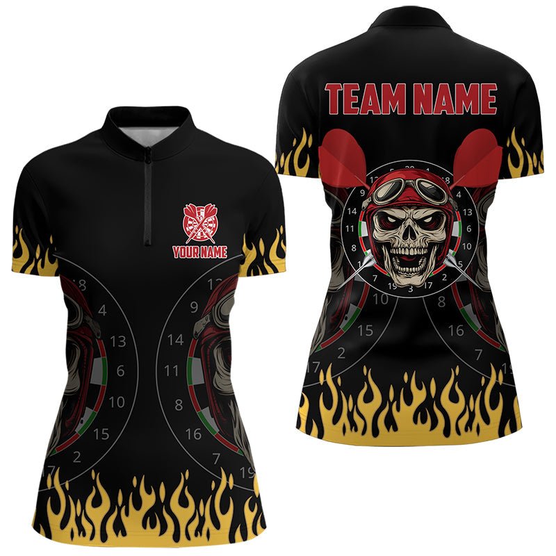 Personalisierte Feuer Lustiger Totenkopf Darts Polo Shirt Coole Dart Jerseys T3425 - Outfitsuche