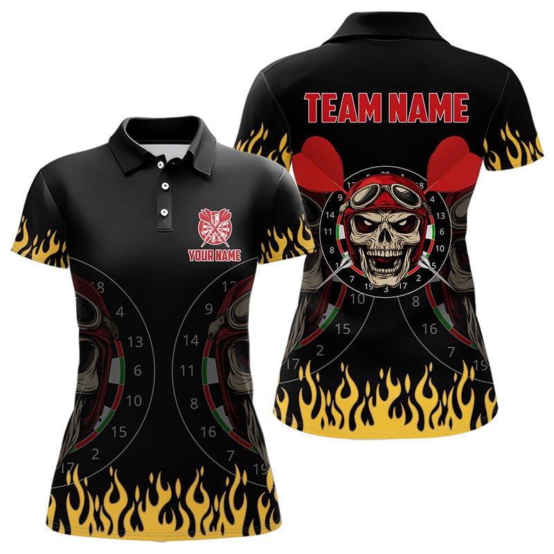 Personalisierte Feuer Lustiger Totenkopf Darts Polo Shirt Coole Dart Jerseys T3425 - Outfitsuche