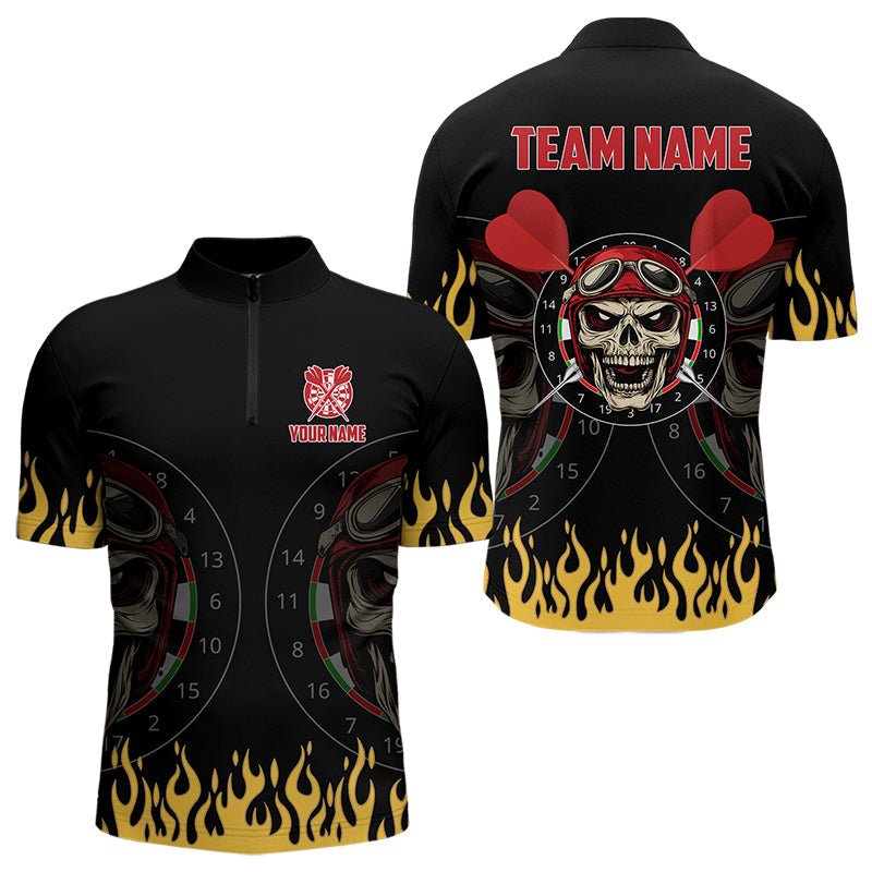 Personalisierte Feuer Lustiger Totenkopf Darts Polo Shirt Coole Dart Jerseys T3425 - Outfitsuche
