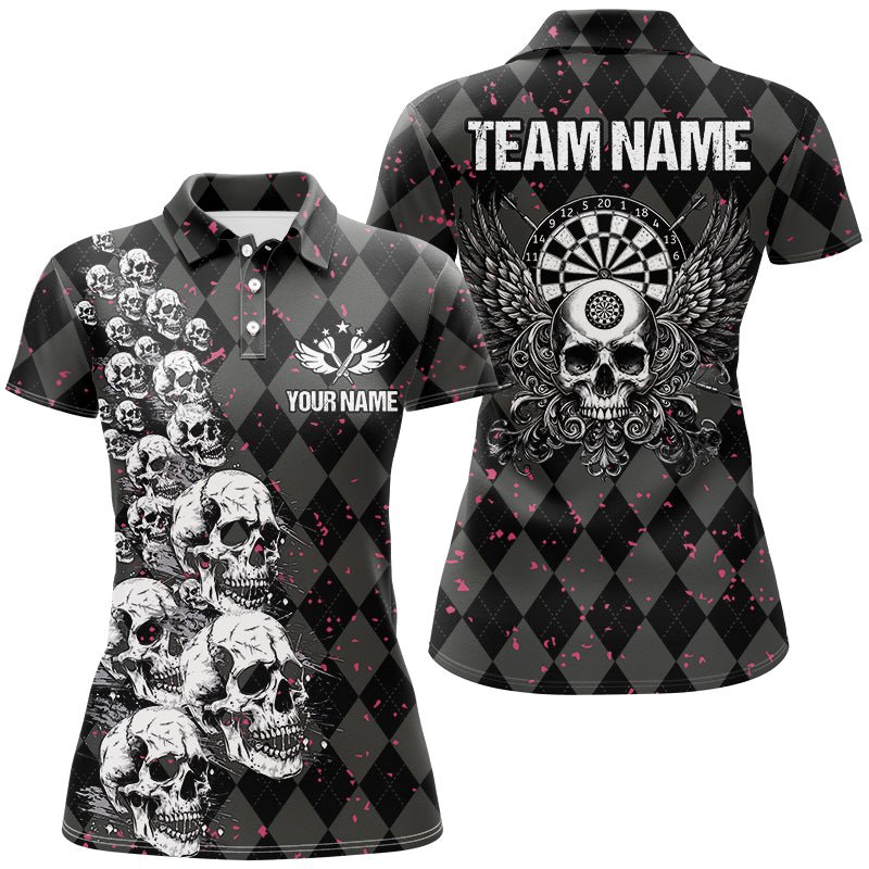 Personalisierte Frauen - Dart - Shirts mit Flügeln und Totenkopf – Lustige schwarze Argyle - Dart - Jerseys T2781 - Outfitsuche