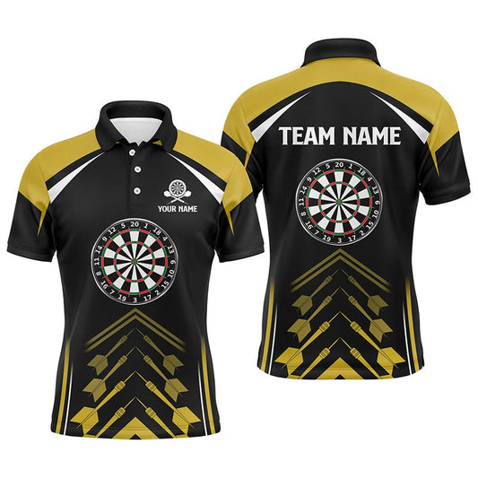 Personalisierte Gelb-Schwarzes Herren Darts Polo Shirt | Maßgeschneidertes Darts Shirt für Männer | Dart Trikots L1466 - Outfitsuche