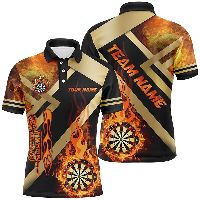 Personalisierte Gold - und Schwarze Dartboard - Flammen - Dartshirts für Herren T2048 - Outfitsuche