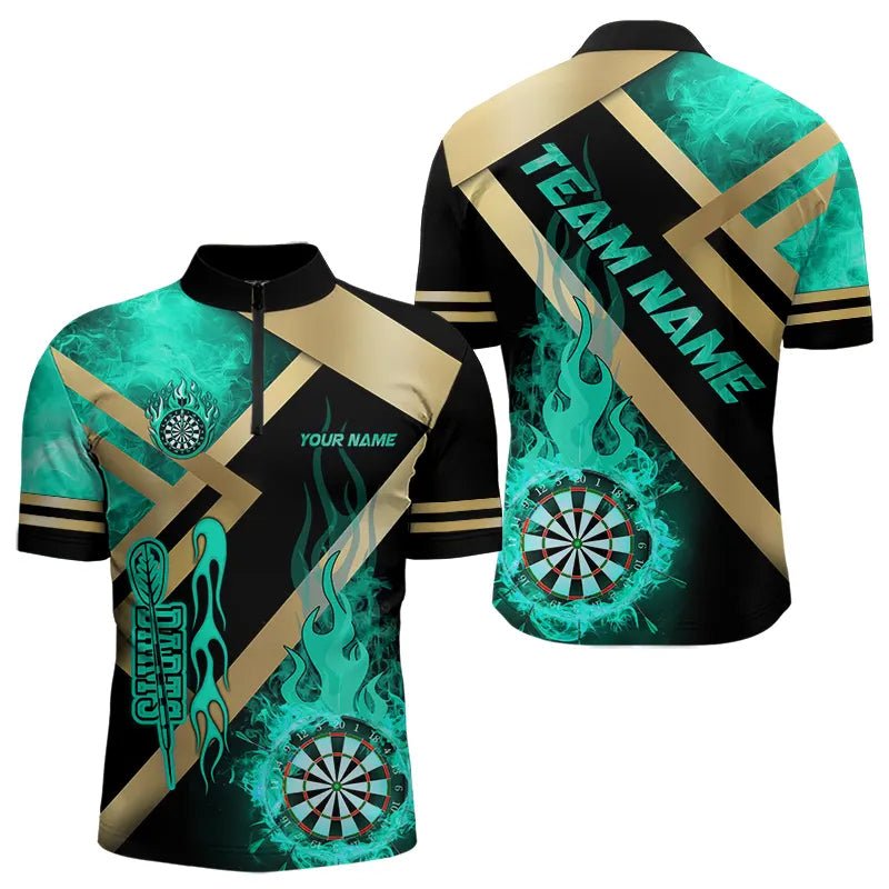 Personalisierte Gold - und Türkis - Dartboard - Feuerflammen - Dartshirts für Teams T3402 - Outfitsuche
