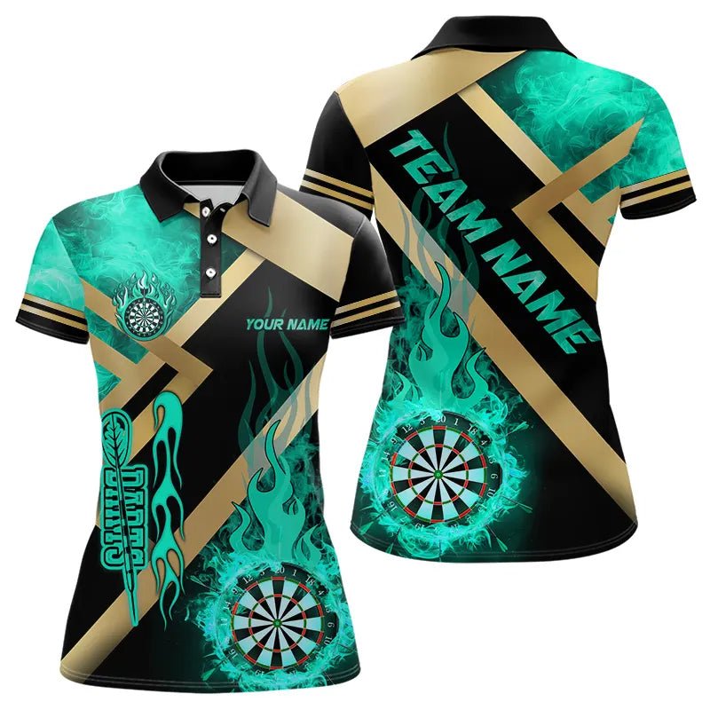 Personalisierte Gold - und Türkis - Dartboard - Feuerflammen - Dartshirts für Teams T3402 - Outfitsuche