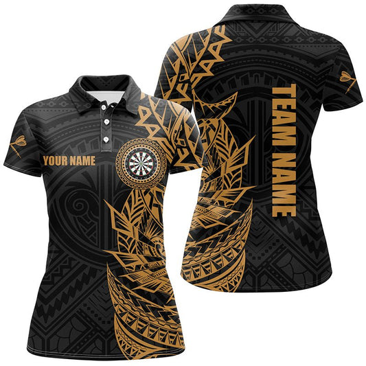 Personalisierte Goldene Tribal - Darts - Polo - und Quarter - Zip - Shirts für Frauen - Individuelle Dart - Trikots T3062 - Outfitsuche