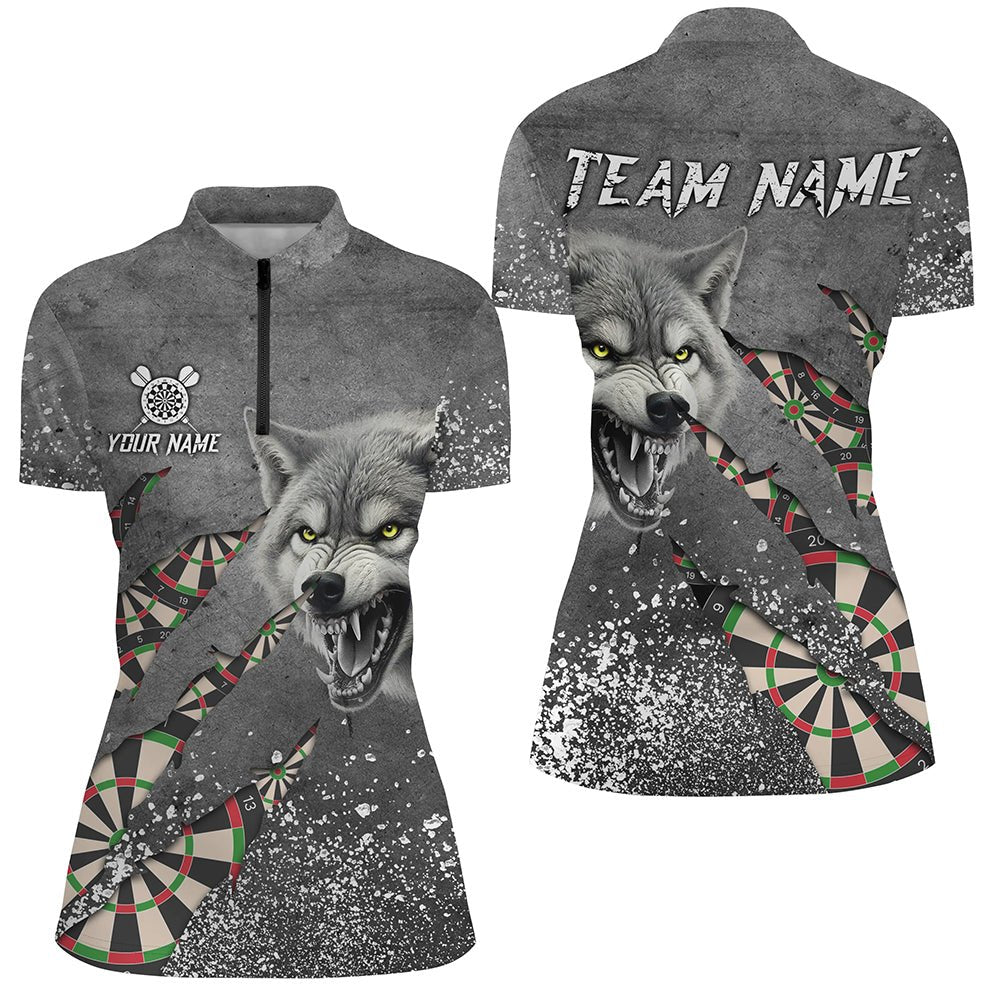 Personalisierte Graue Grunge Wolf Dart Poloshirts für Darts League Team T3317 - Outfitsuche