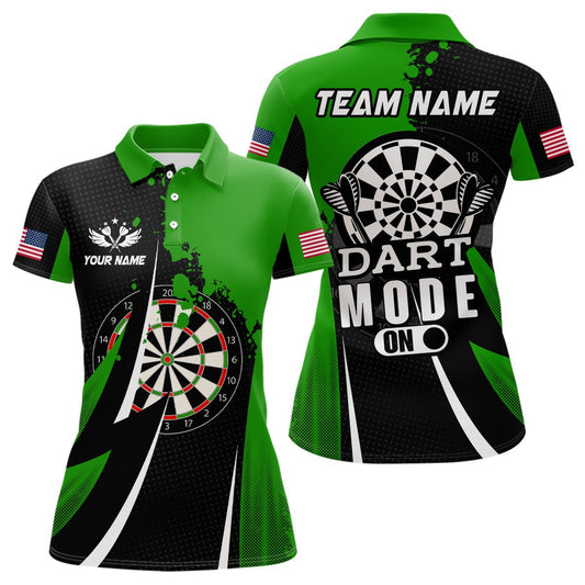 Personalisierte Grüne Dart-Modus An Damen Darts Polo Shirts Individueller Name Dart Trikots Team Shirts T1176 - Outfitsuche