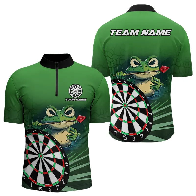 Personalisierte Grüne Lustige Frosch Darts Poloshirts - Individuelle Darts Team Trikots, Darts Geschenke T3558 - Outfitsuche
