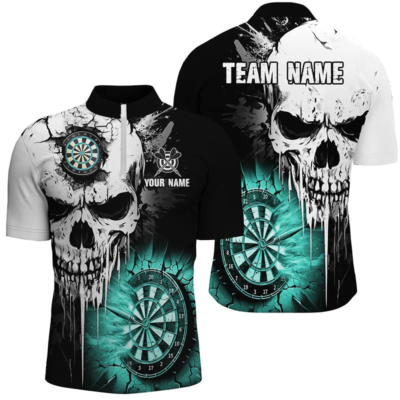 Personalisierte Grunge Skull Wandriss Dart - Shirts für Männer | Individuelle Dart - Liga Team - Trikots | Türkis T2784 - Outfitsuche