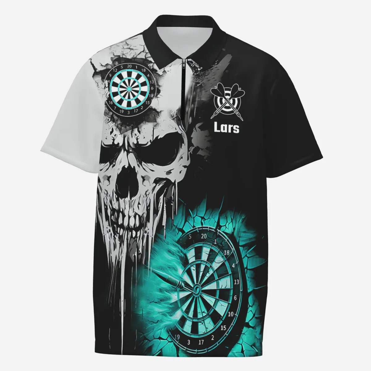 Personalisierte Grunge Skull Wandriss Dart - Shirts für Männer | Individuelle Dart - Liga Team - Trikots | Türkis T2784 - Outfitsuche