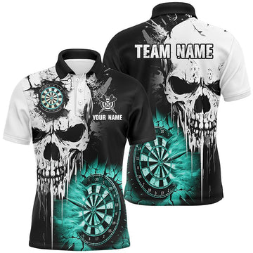 Personalisierte Grunge Skull Wandriss Dart - Shirts für Männer | Individuelle Dart - Liga Team - Trikots | Türkis T2784 - Outfitsuche