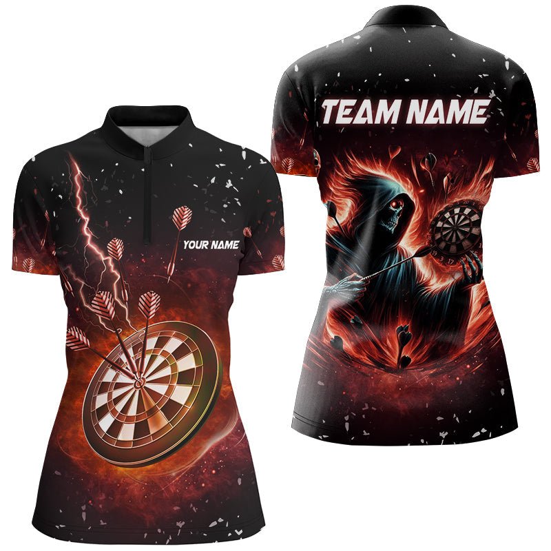 Personalisierte Gruselige Totenkopf - Dart Shirts für Damen - Individuelle Dartliga Teamtrikots T2918 - Outfitsuche