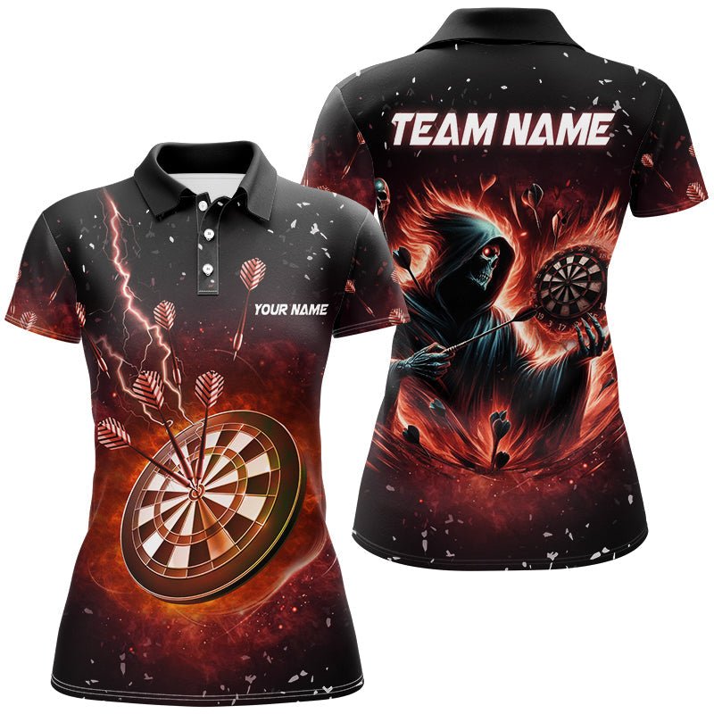 Personalisierte Gruselige Totenkopf - Dart Shirts für Damen - Individuelle Dartliga Teamtrikots T2918 - Outfitsuche