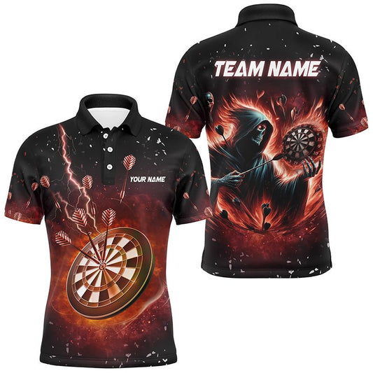 Personalisierte Gruselige Totenkopf Feuer Dart - Shirts für Männer - Individuelle Dartliga Team - Trikots T2918 - Outfitsuche