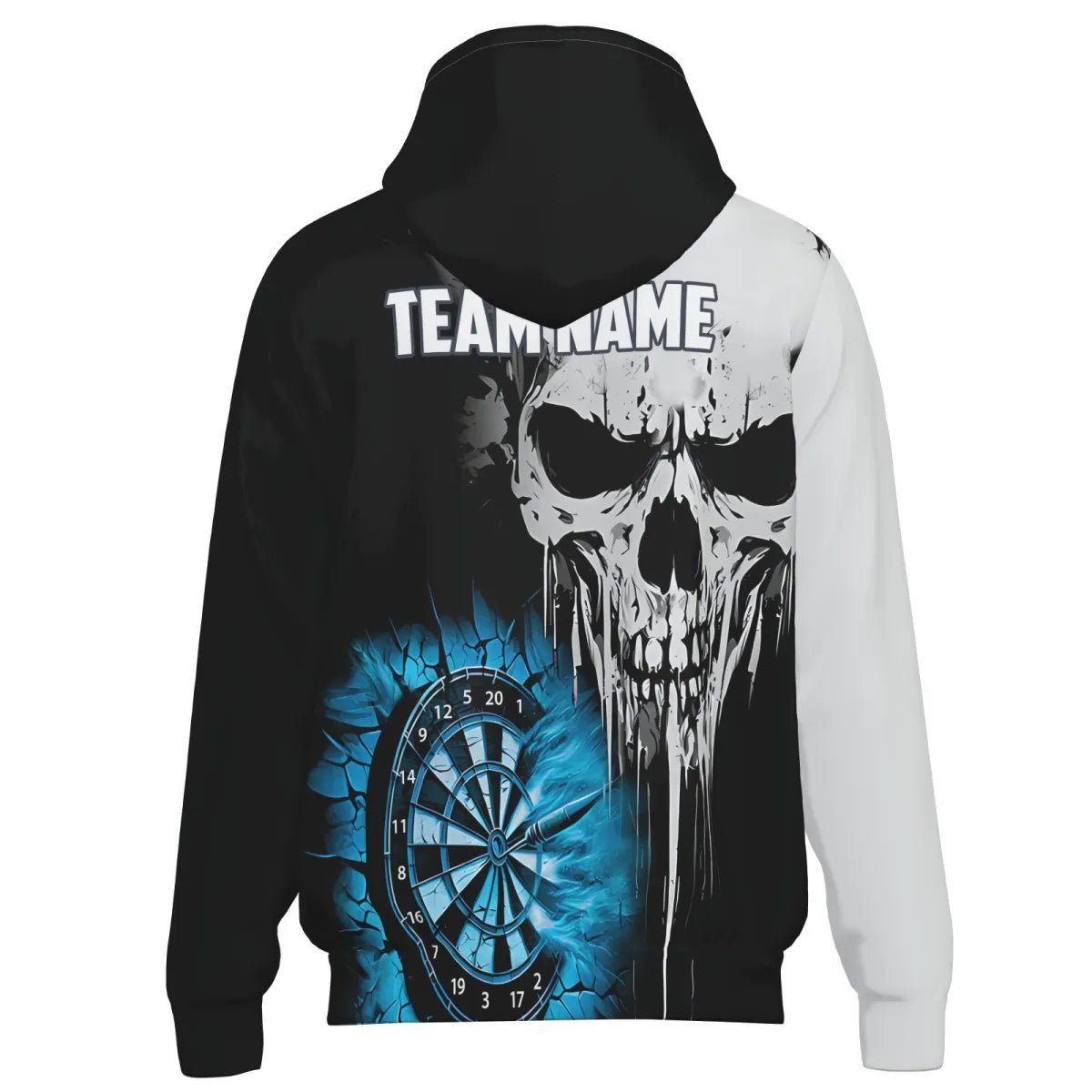 Personalisierte Herren Darts Kapuzenjacke Grunge Skull Riss - Wand - Individuelle Gruselige Dart - Teambekleidung | Blau T2785 - Outfitsuche