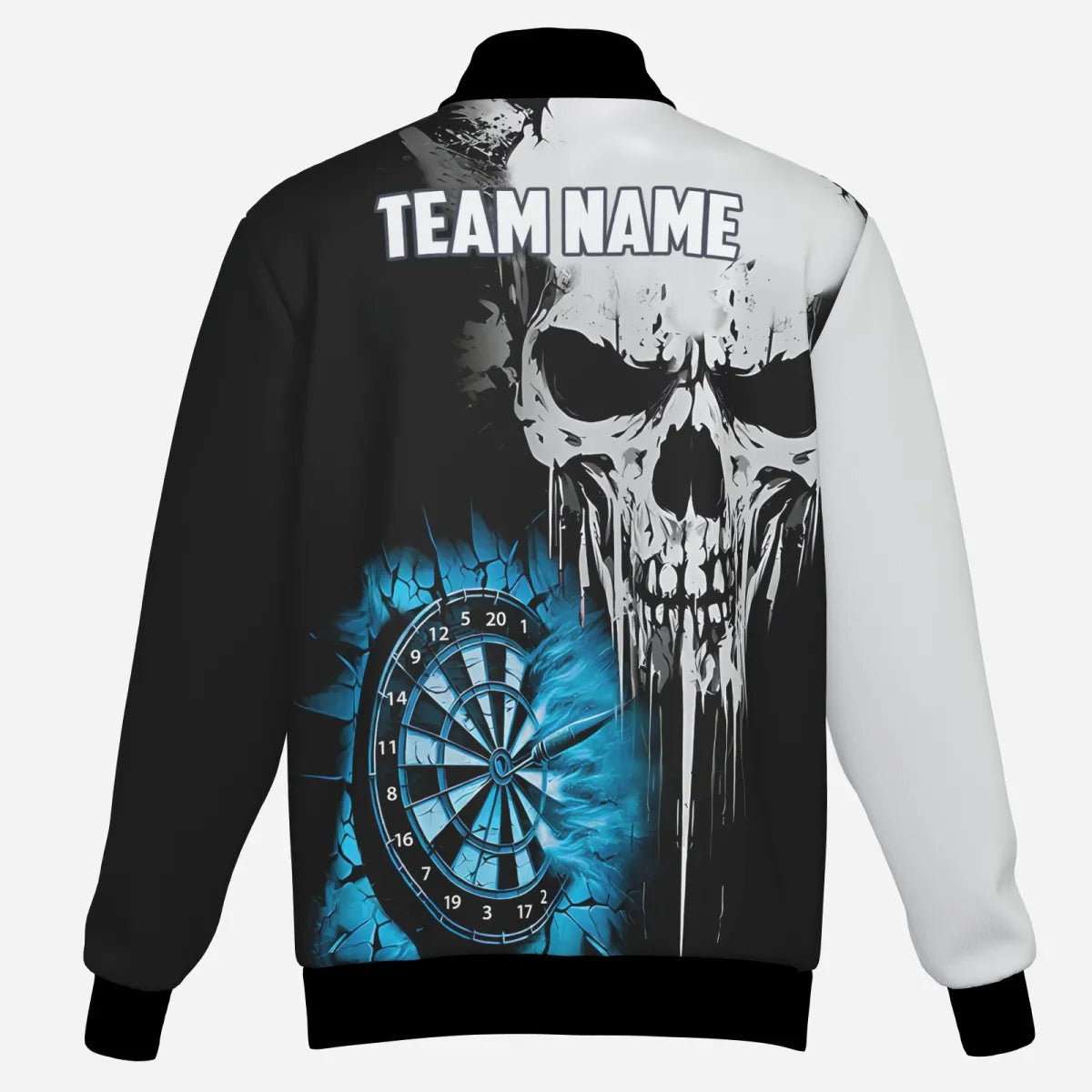 Personalisierte Herren Darts Kapuzenjacke Grunge Skull Riss - Wand - Individuelle Gruselige Dart - Teambekleidung | Blau T2785 - Outfitsuche