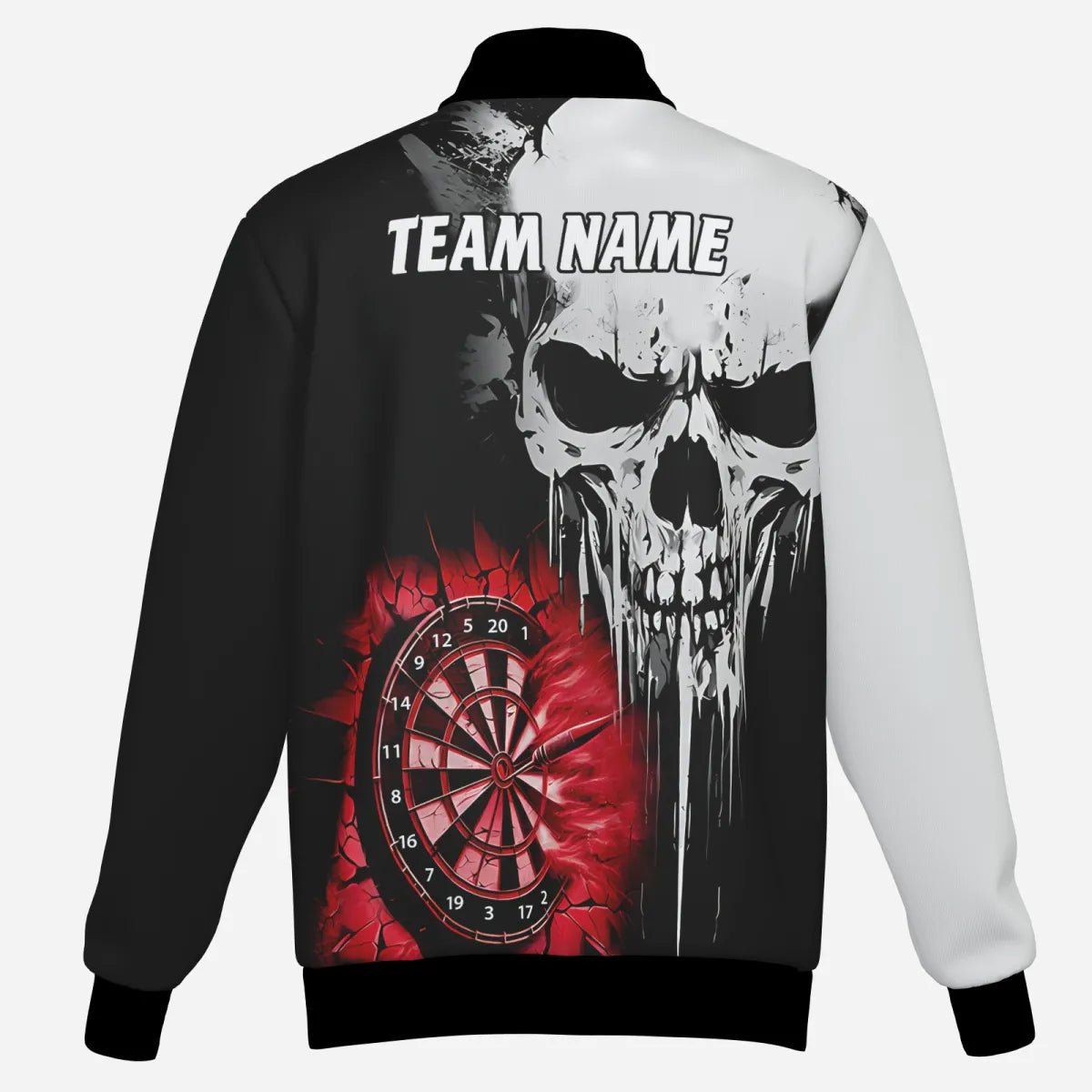 Personalisierte Herren Darts Kapuzenjacke Grunge Skull Riss - Wand - Individuelle Gruselige Dart - Teambekleidung | Rot T2786 - Outfitsuche