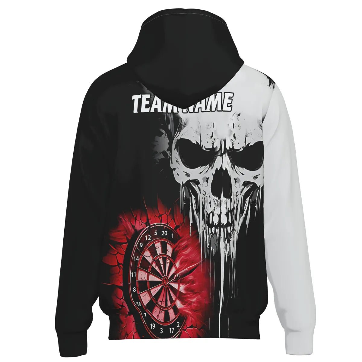 Personalisierte Herren Darts Kapuzenjacke Grunge Skull Riss - Wand - Individuelle Gruselige Dart - Teambekleidung | Rot T2786 - Outfitsuche