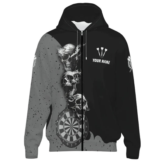 Personalisierte Herren Darts Kapuzenjacke mit rauchendem Totenkopf , Team Jacke T2804 - Outfitsuche