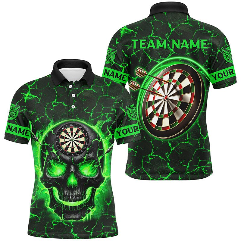 Personalisierte Herren Dartshirt mit blauen Feuerflammen und Totenkopf - Magma T2586 - Outfitsuche