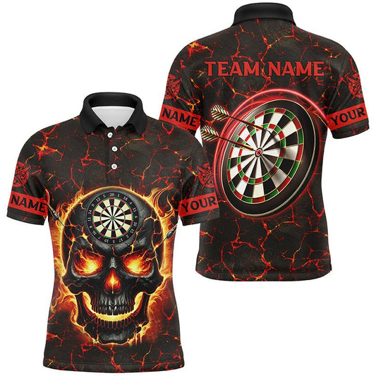 Personalisierte Herren Dartshirt mit rotem Feuerflammen - Schädel - Magma - Muster T2584 - Outfitsuche