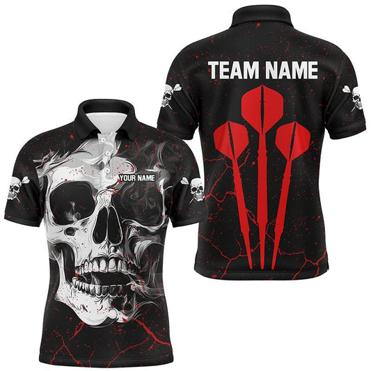 Personalisierte Herren Dartshirt mit rotem Rauch - Skull - Größe L, Pfeil T2595 - Outfitsuche