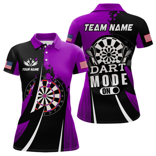 Personalisierte Lila Dart Modus An Damen Darts Polo Shirt Individueller Name Dart Trikots Team Shirts T1174 - Outfitsuche