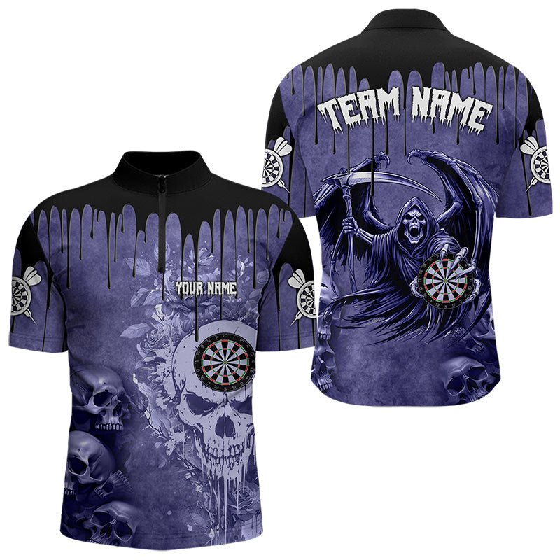 Personalisierte lila Gothic Skull Darts Poloshirts für Teams T3463 - Outfitsuche