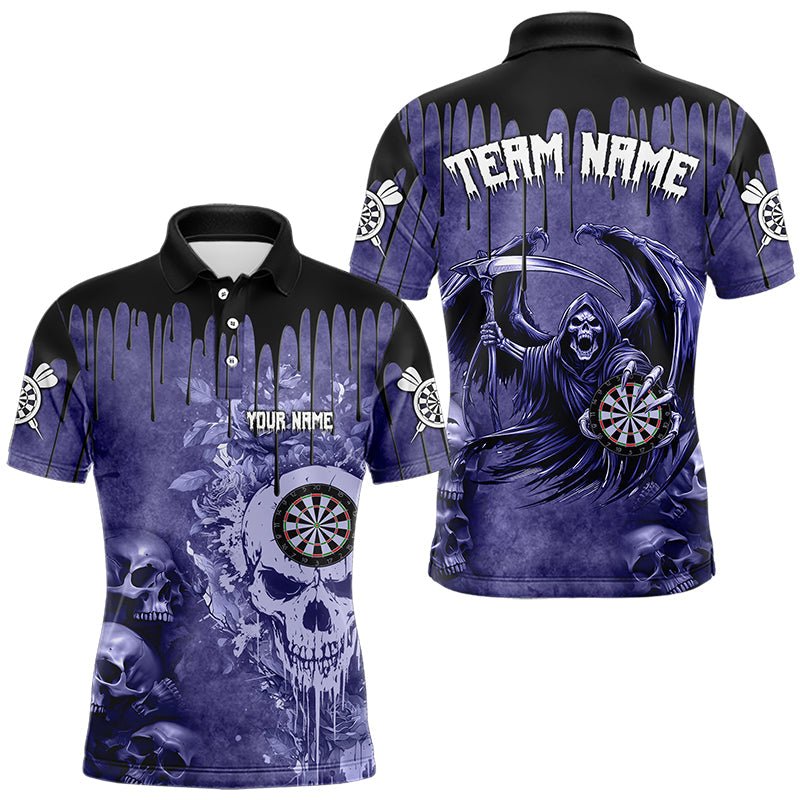 Personalisierte lila Gothic Skull Darts Poloshirts für Teams T3463 - Outfitsuche