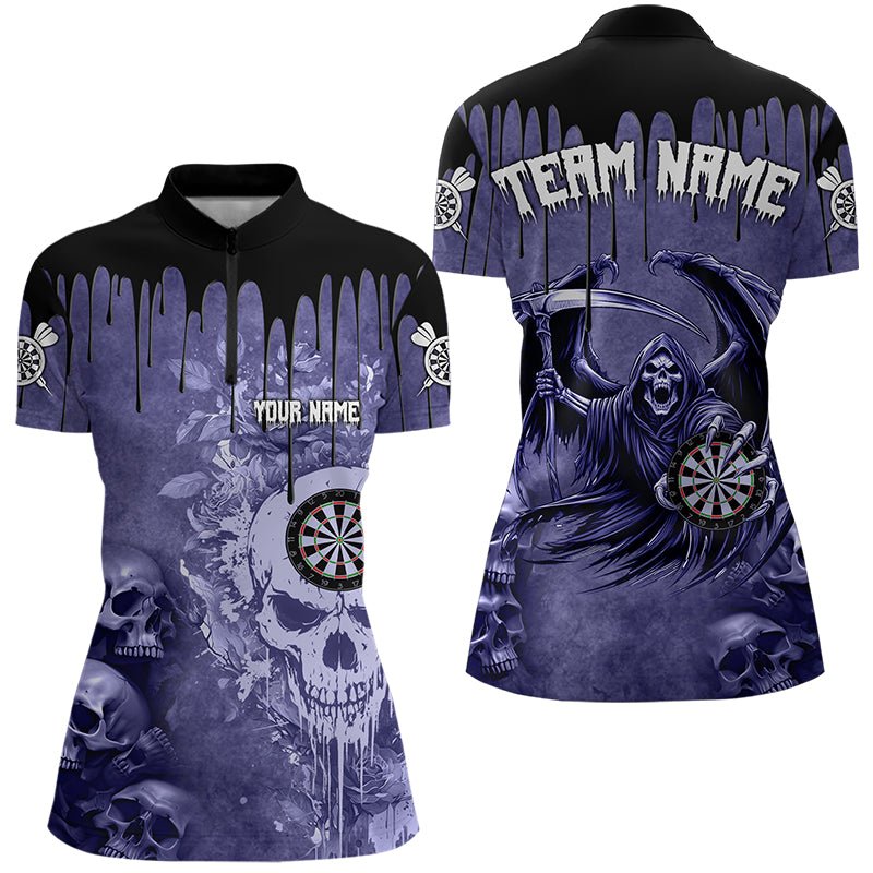 Personalisierte lila Gothic Skull Darts Poloshirts für Teams T3463 - Outfitsuche