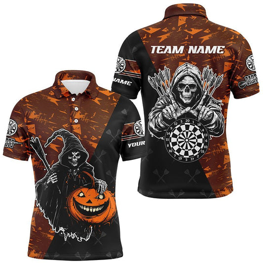 Personalisierte Orange Abstrakte Skelett Halloween Dart Shirt T2736 - Outfitsuche