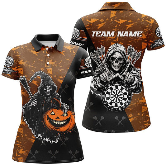 Personalisierte Orange Abstrakte Skelett Halloween Dart Shirt T2736 - Outfitsuche