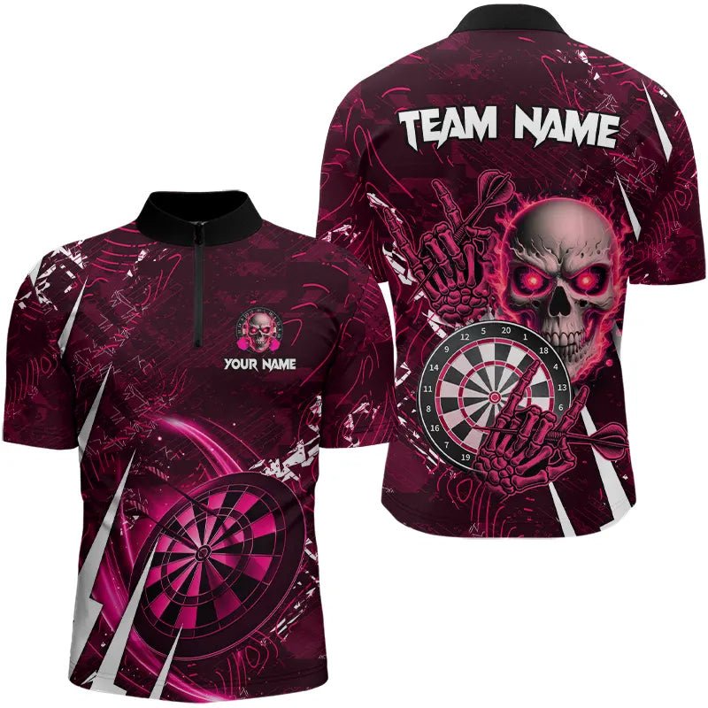 Personalisierte Pink 3D Skull Darts Polo - Shirts für Dartmannschaften T3366 - Outfitsuche