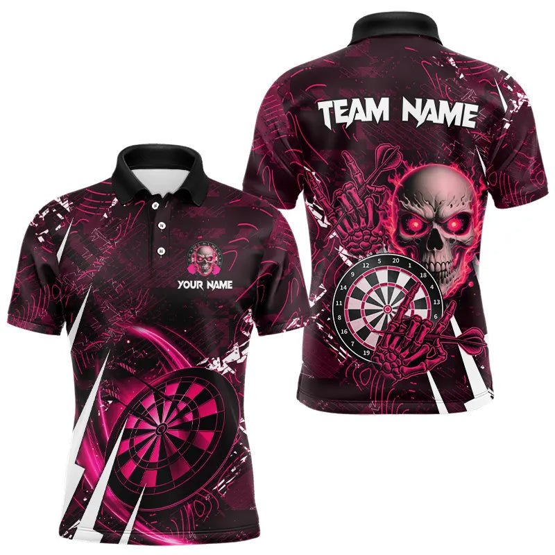 Personalisierte Pink 3D Skull Darts Polo - Shirts für Dartmannschaften T3366 - Outfitsuche