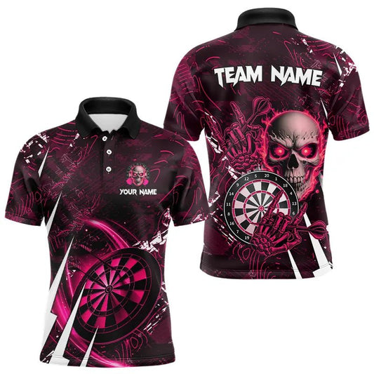 Personalisierte Pink 3D Skull Darts Polo - Shirts für Dartmannschaften T3366 - Outfitsuche